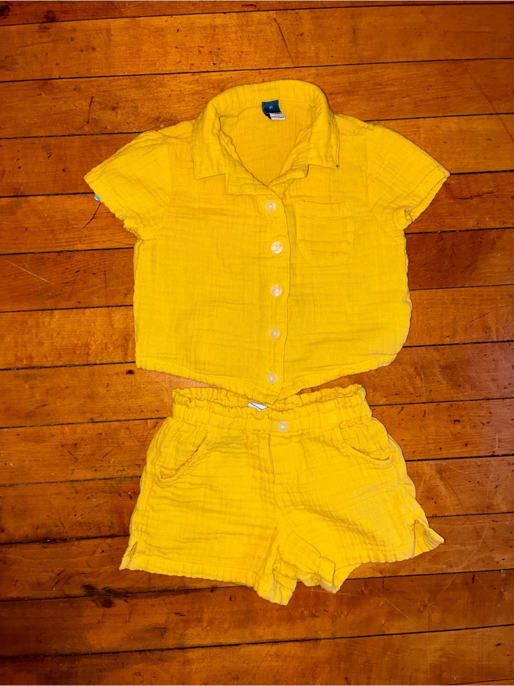Old Navy Bright Yellow Matching Shirt and Shorts Set